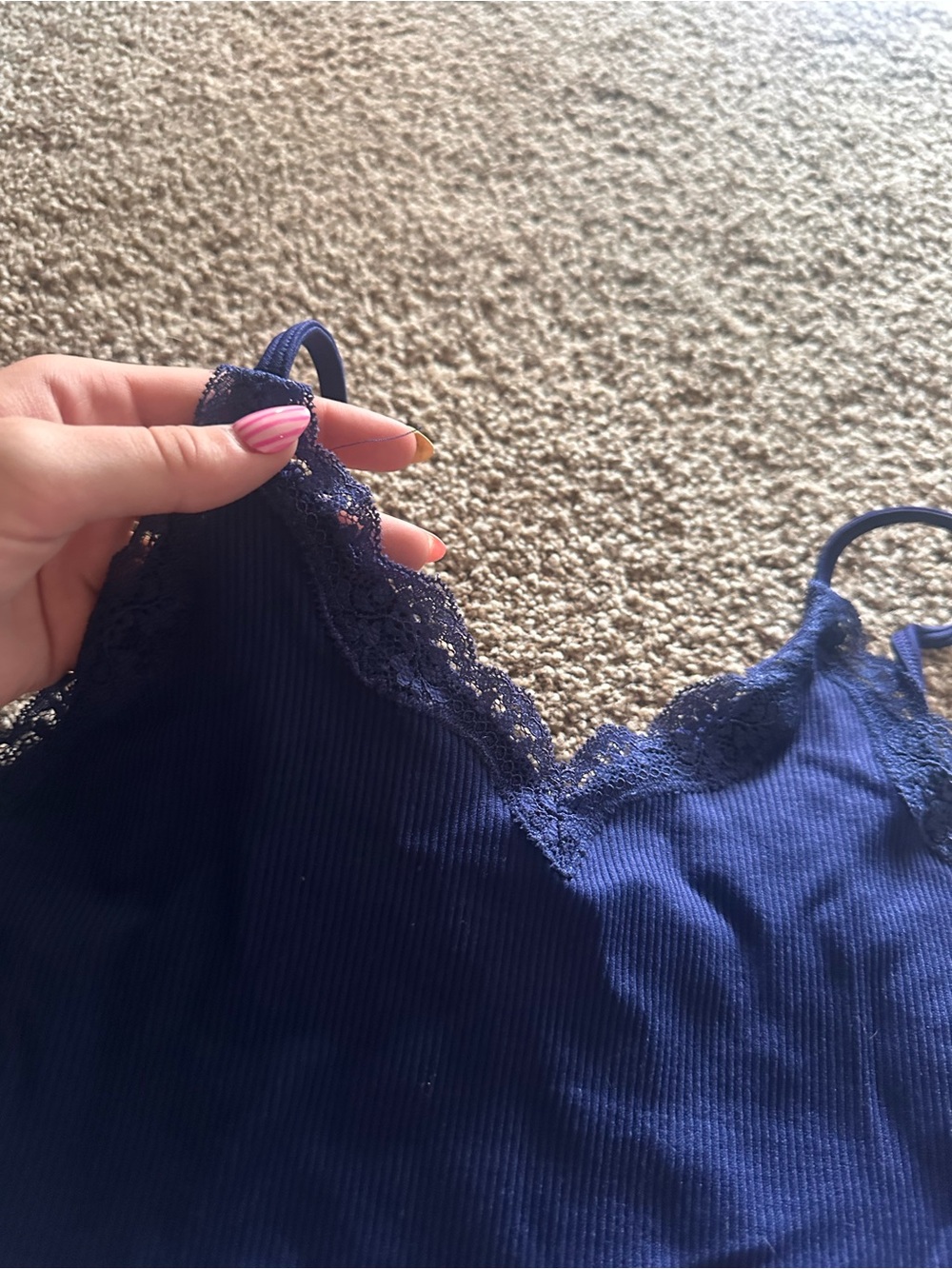 Wild fable navy blue lace tank top - Picture 2 of 4